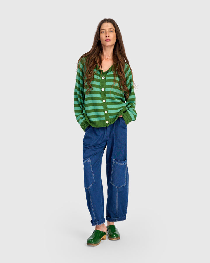 Stripe Cardigan Green