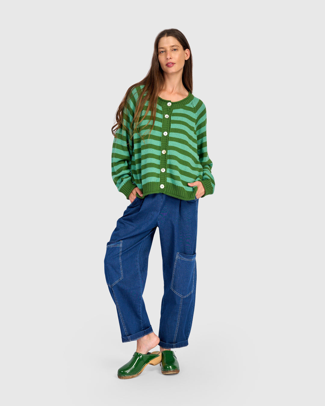 Stripe Cardigan Green
