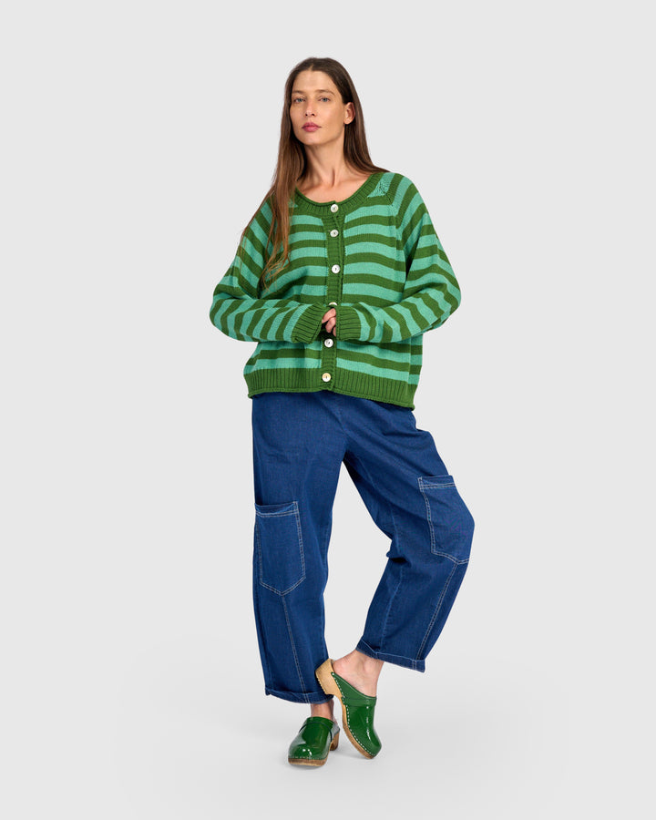 Stripe Cardigan Green