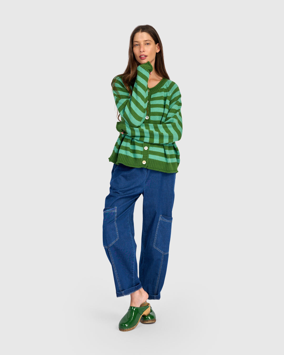 Stripe Cardigan Green