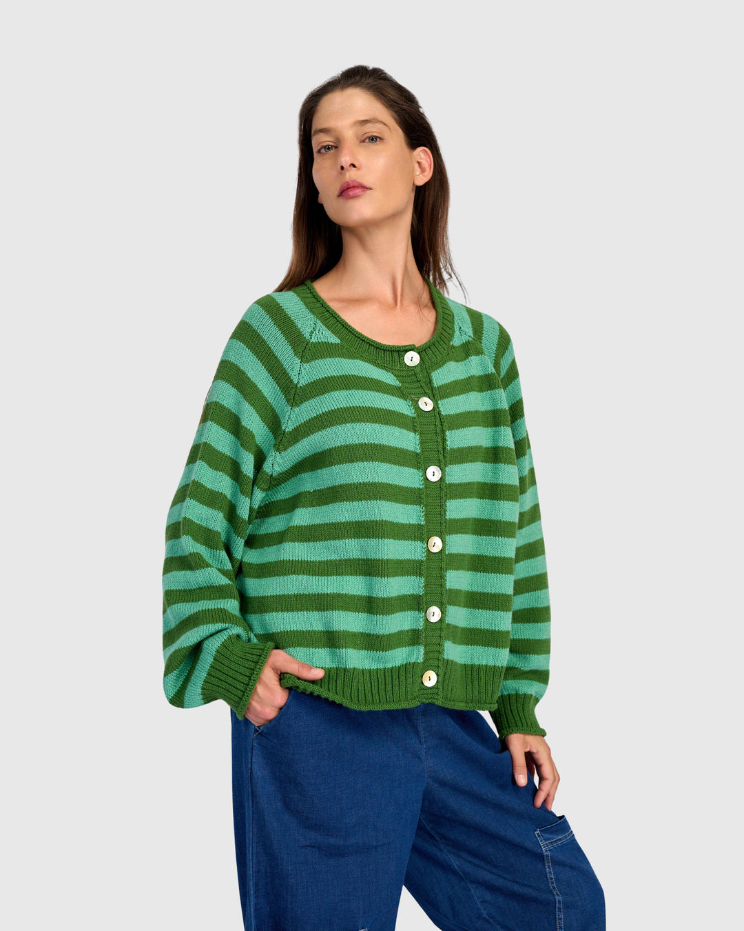 Stripe Cardigan Green