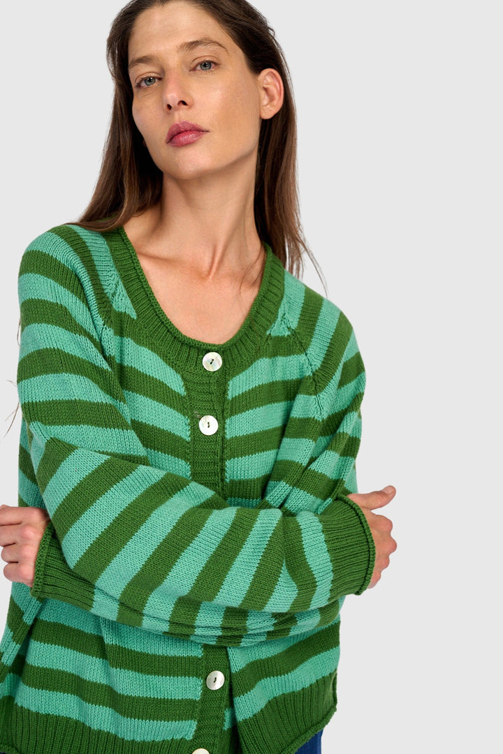 Stripe Cardigan Green