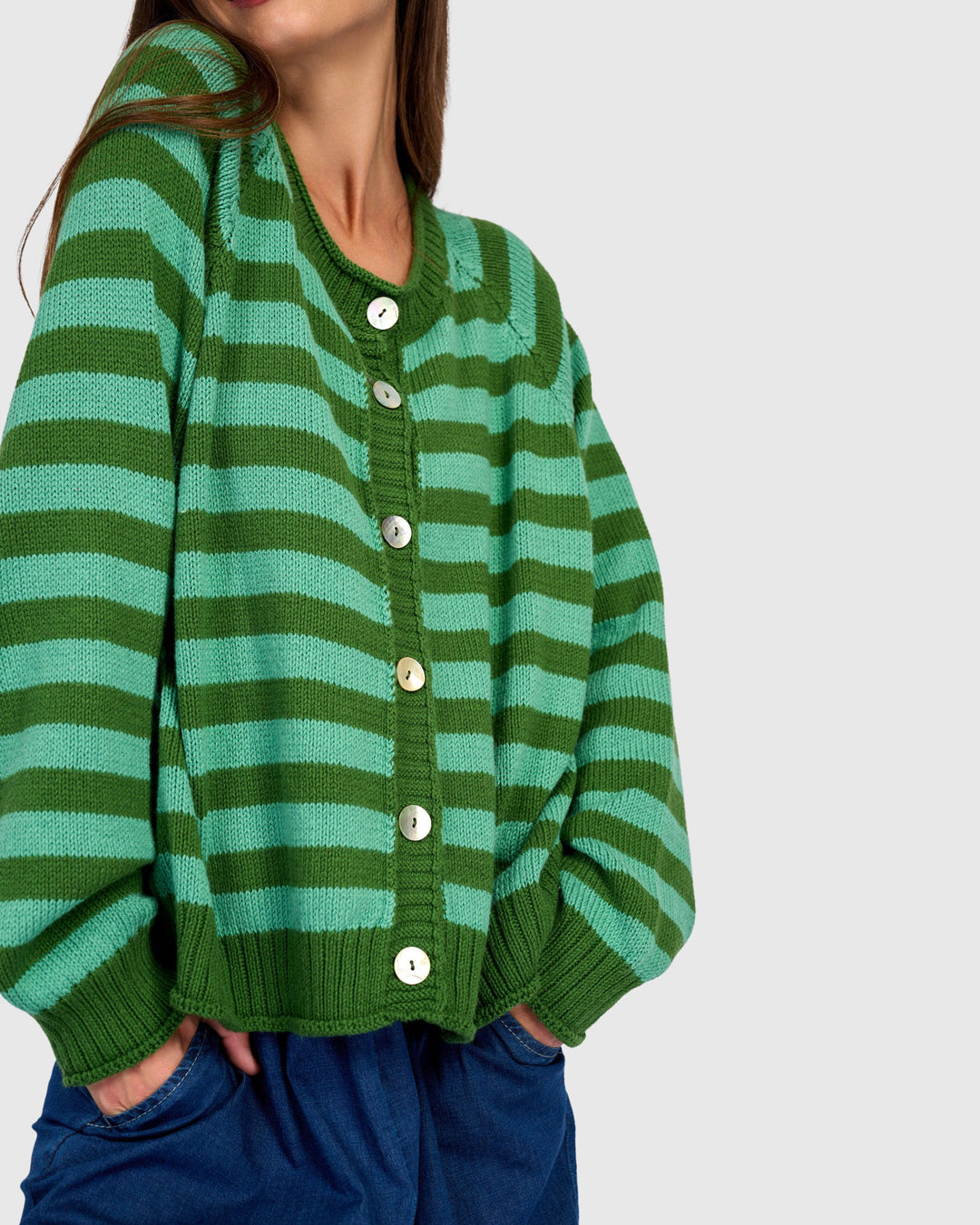 Stripe Cardigan Green