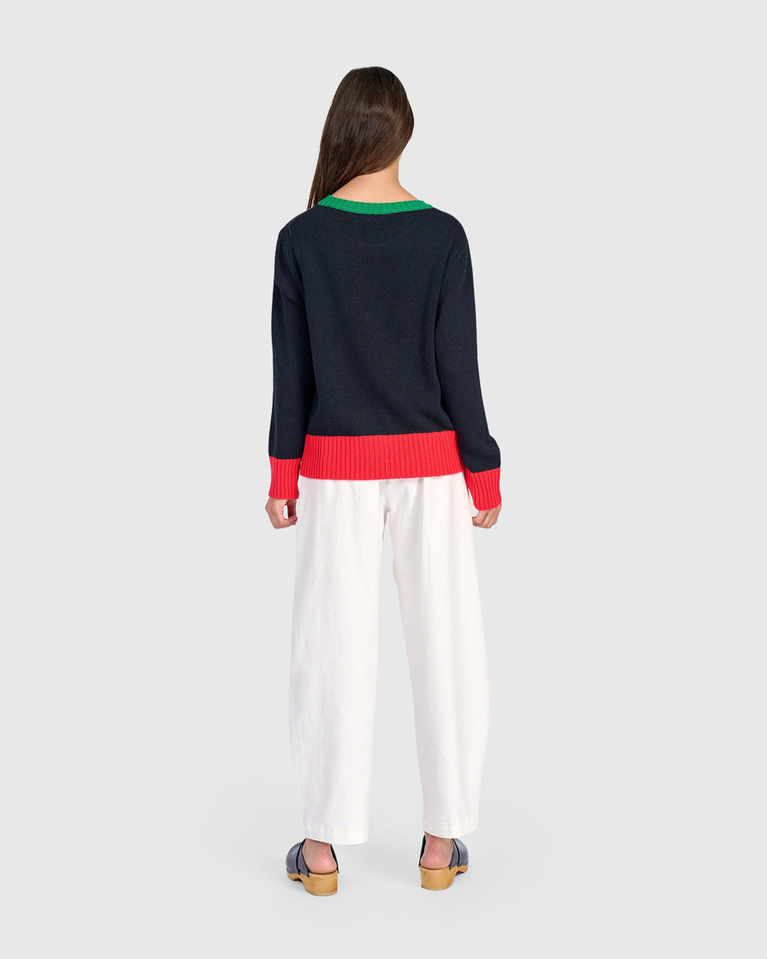 Contrast Pocket Crew Sweater Mix