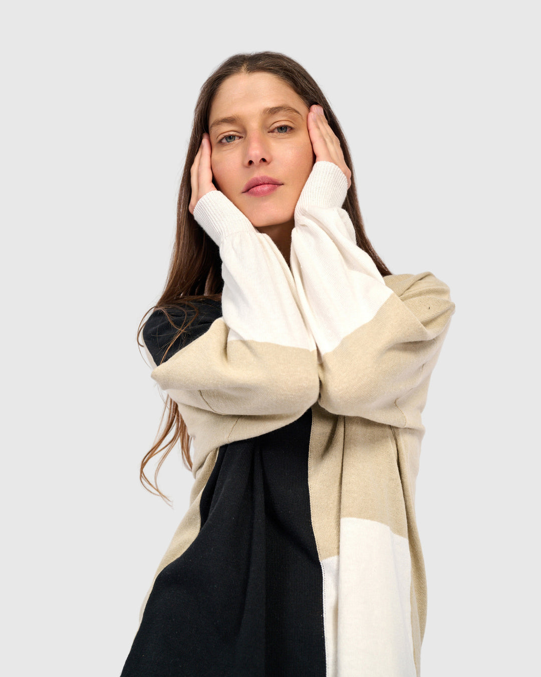 Color Block Crew Sweater Stone