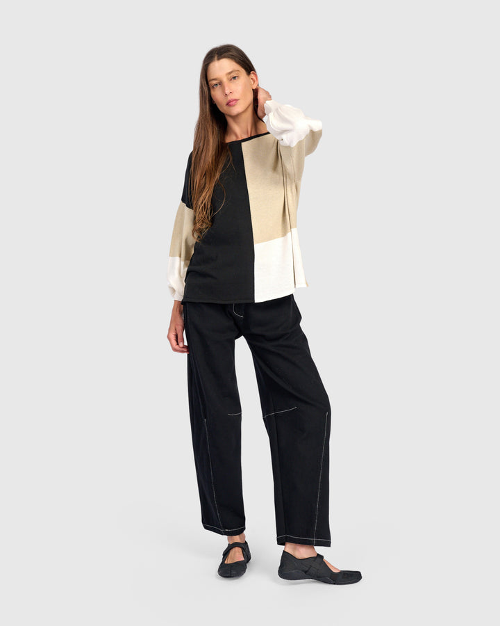 Color Block Crew Sweater Stone