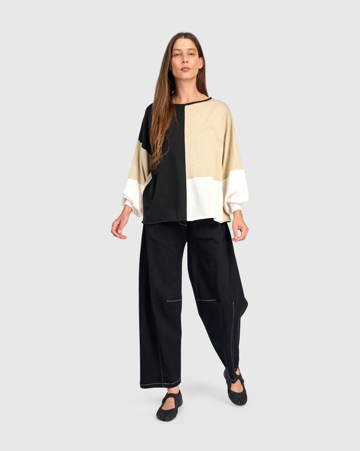 Color Block Crew Sweater Stone