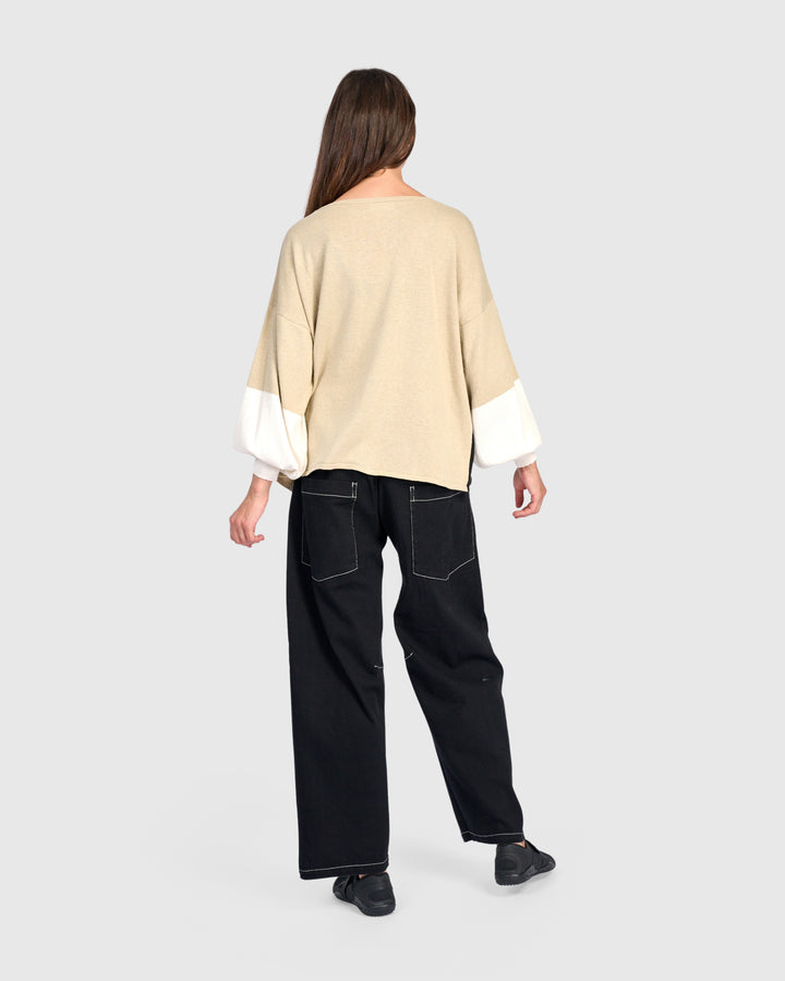 Color Block Crew Sweater Stone