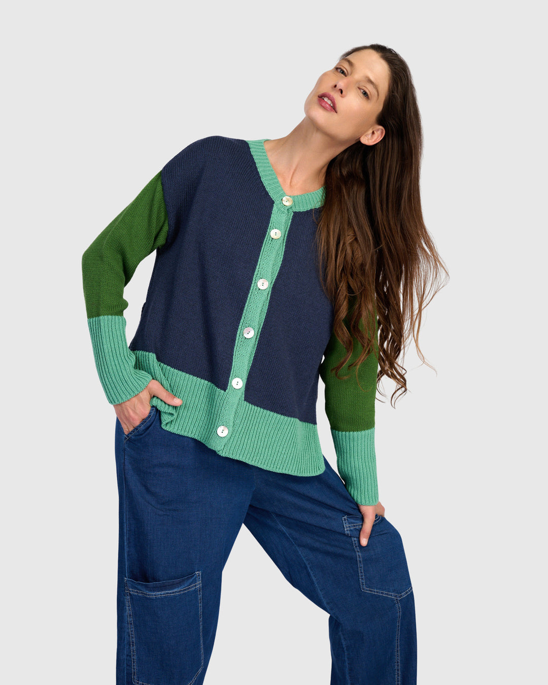 Color Block Cardigan Mix