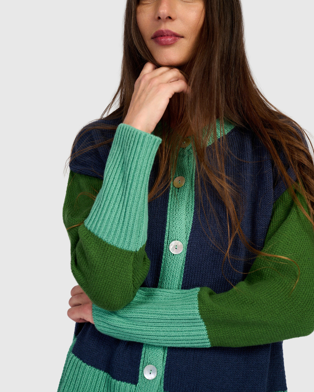 Color Block Cardigan Mix