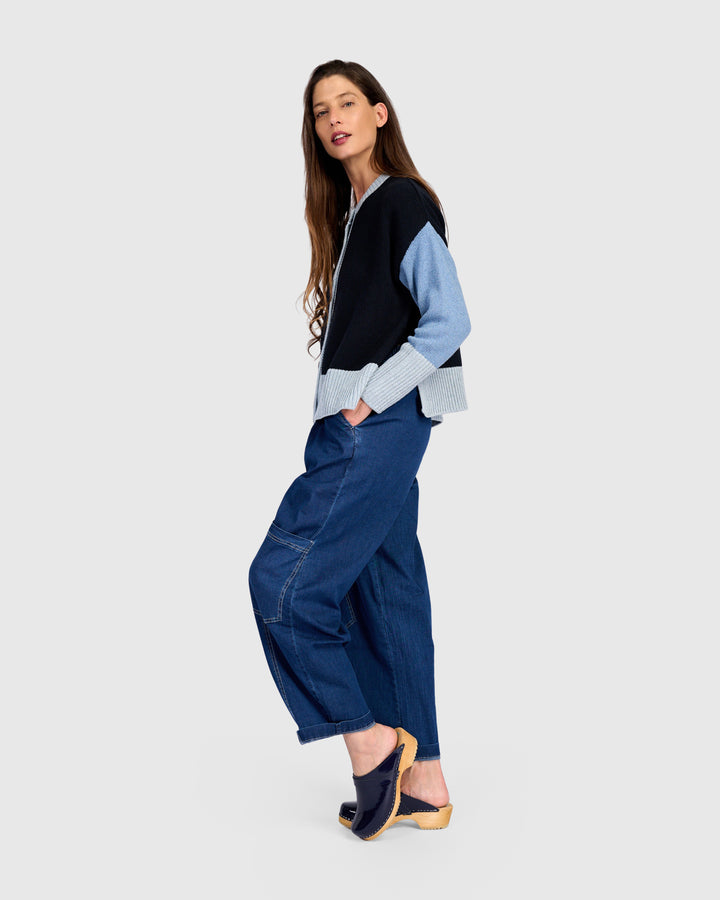 Color Block Cardigan Navy
