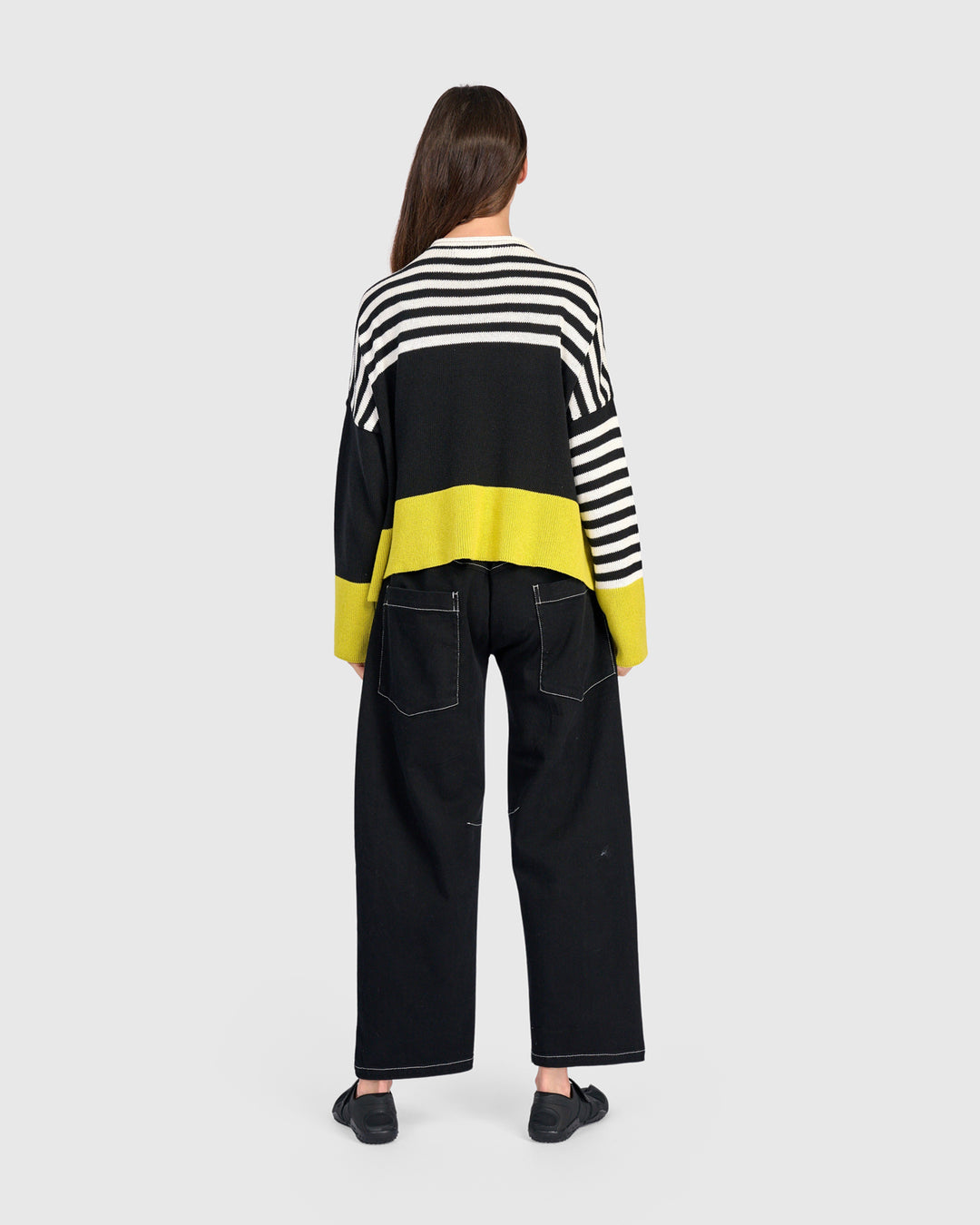 Contrast Stripe Crew Sweater Mix