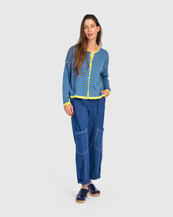 Shadow Stripe Cardigan Indigo