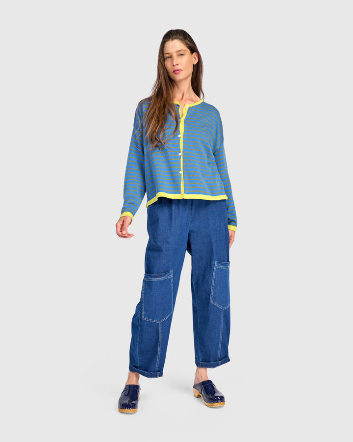Shadow Stripe Cardigan Indigo