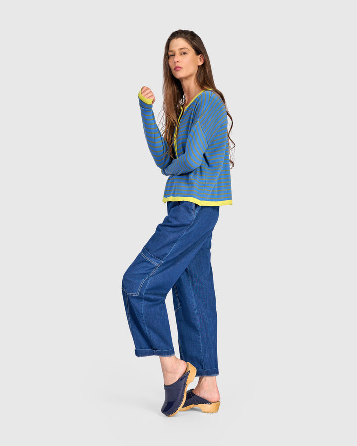 Shadow Stripe Cardigan Indigo