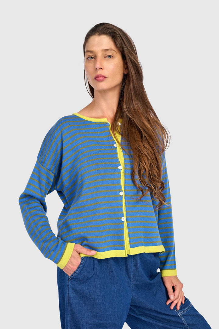 Shadow Stripe Cardigan Indigo