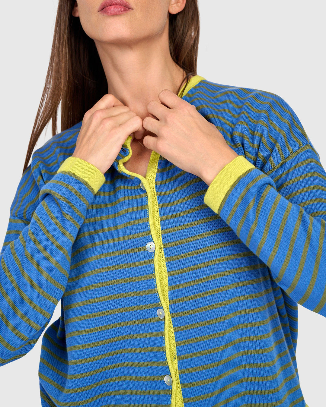 Shadow Stripe Cardigan Indigo