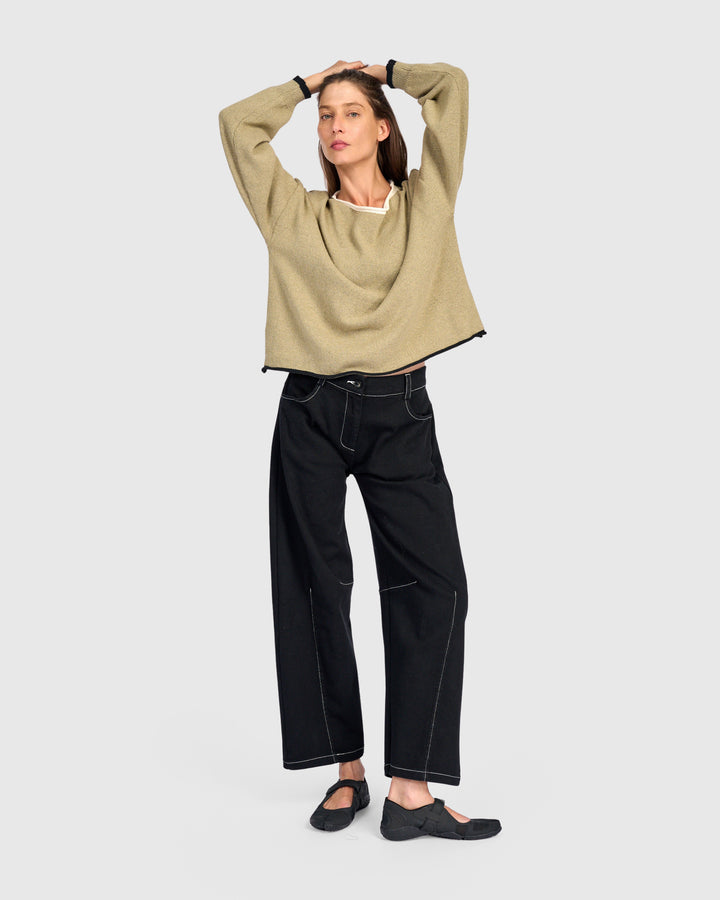 Solid Boat Neck Sweater Stone