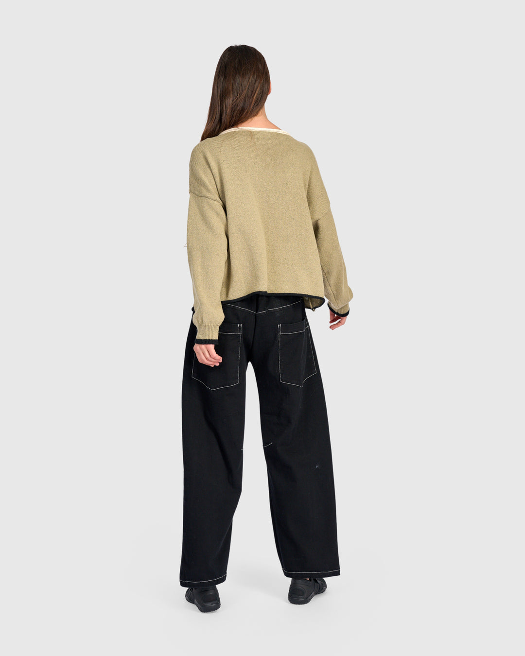 Solid Boat Neck Sweater Stone