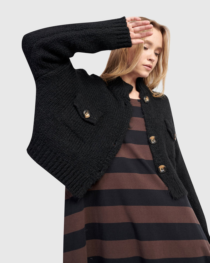 Trucker Cardigan - Black
