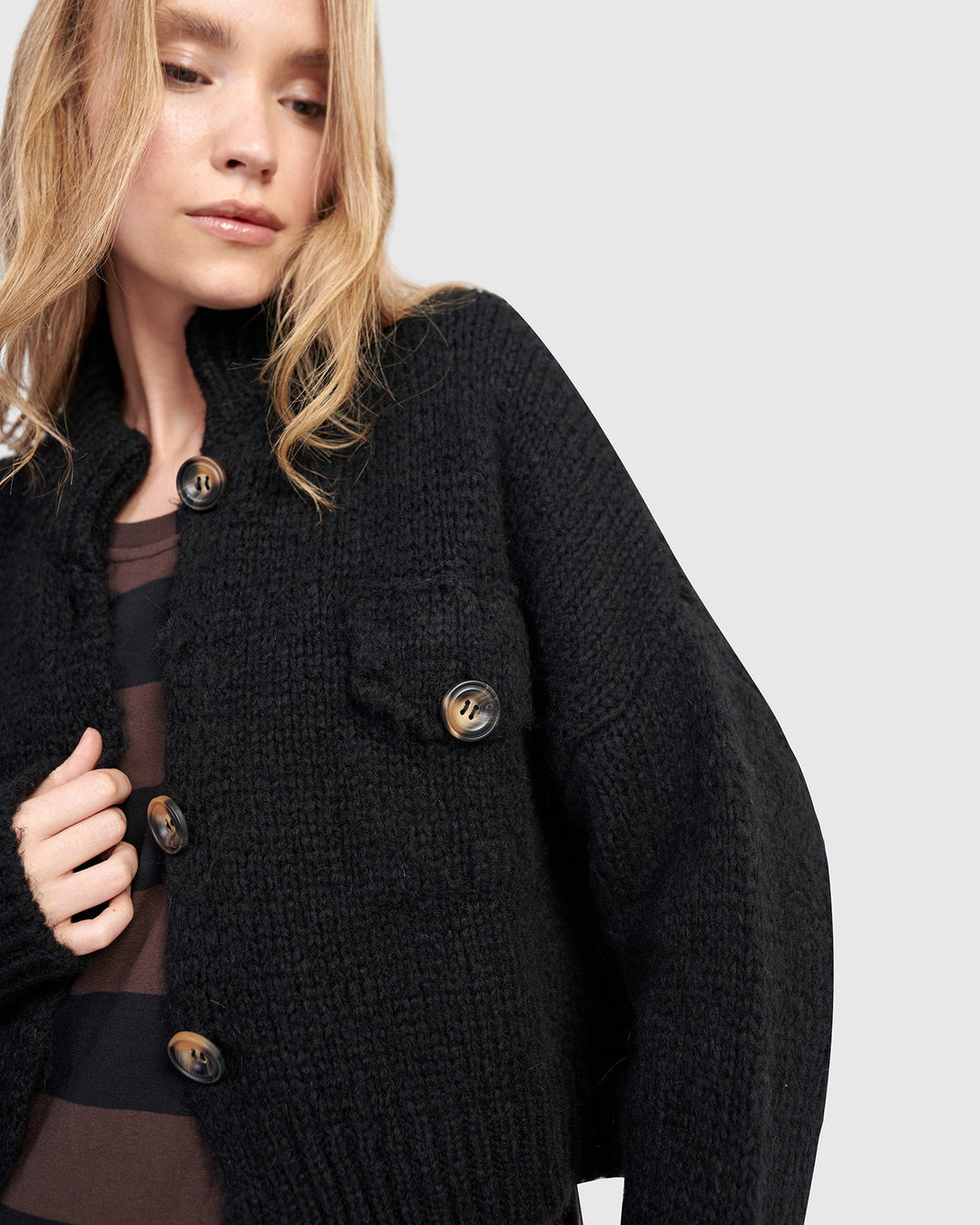 Trucker Cardigan - Black