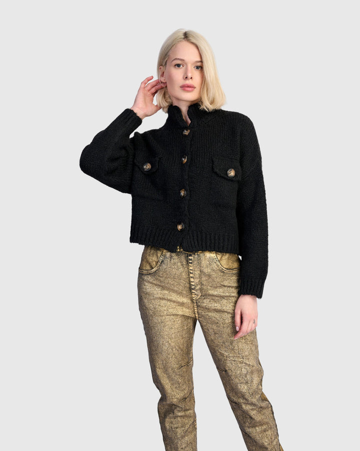 Trucker Cardigan - Black