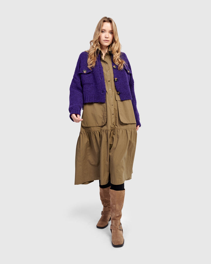 Trucker Cardigan, Purple