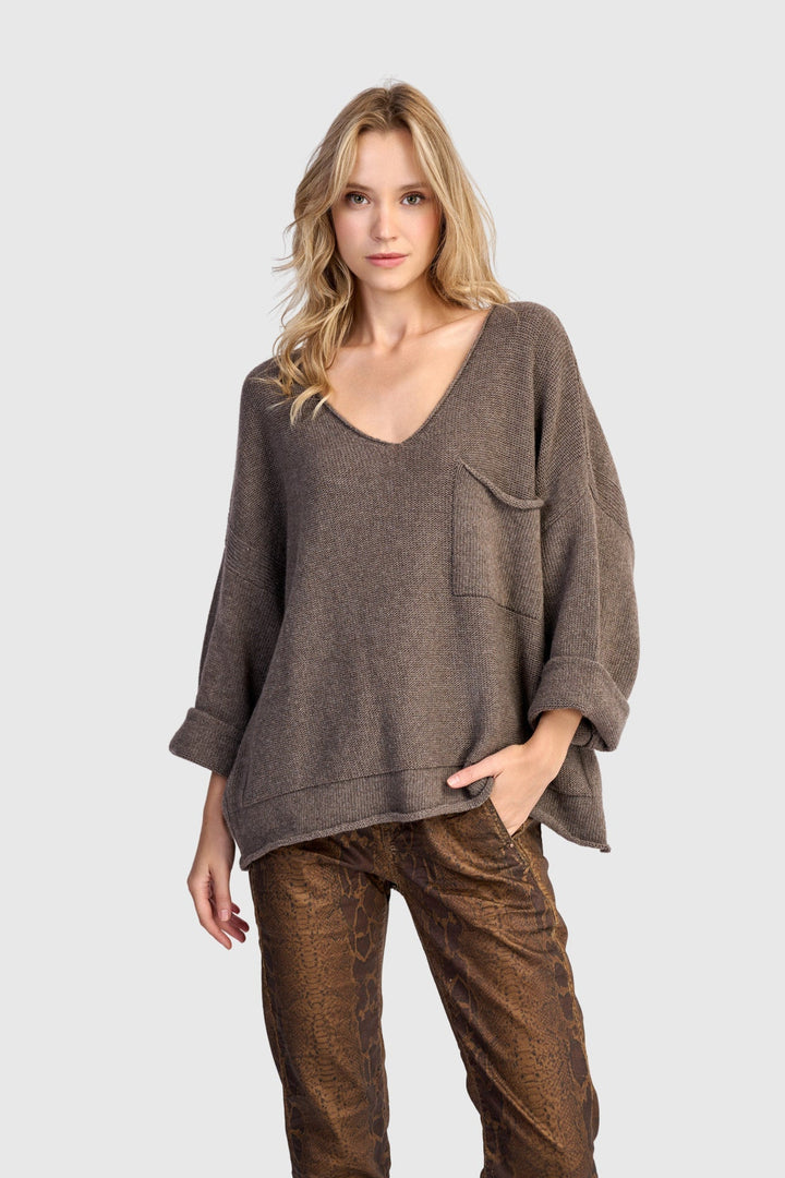 Basic Pullover Sweater, Brown