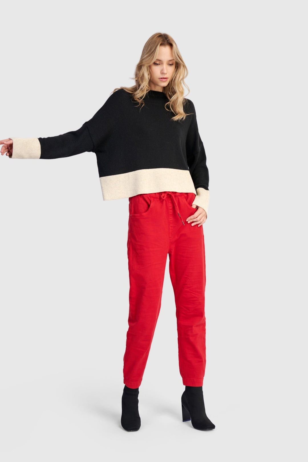 Vista Block Sweater, Cream
