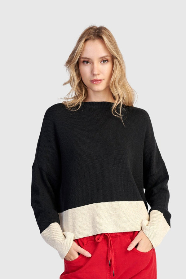 Vista Block Sweater, Cream