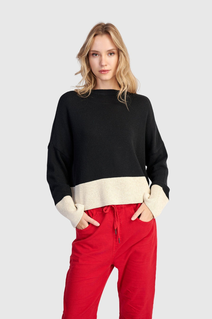 Vista Block Sweater, Cream