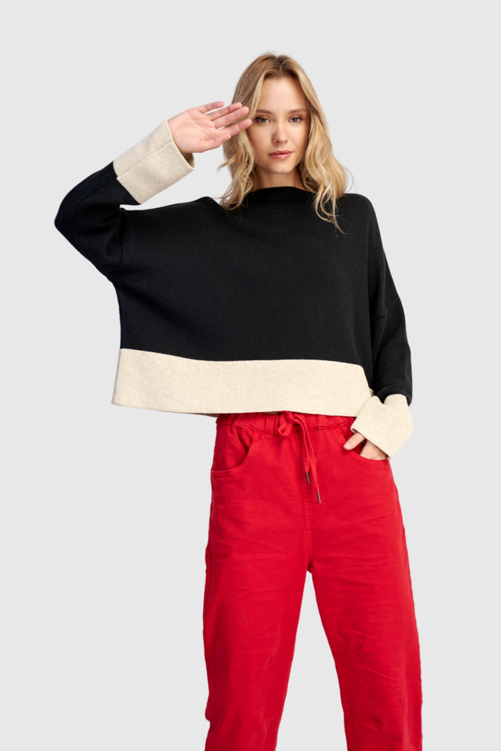 Vista Block Sweater, Cream