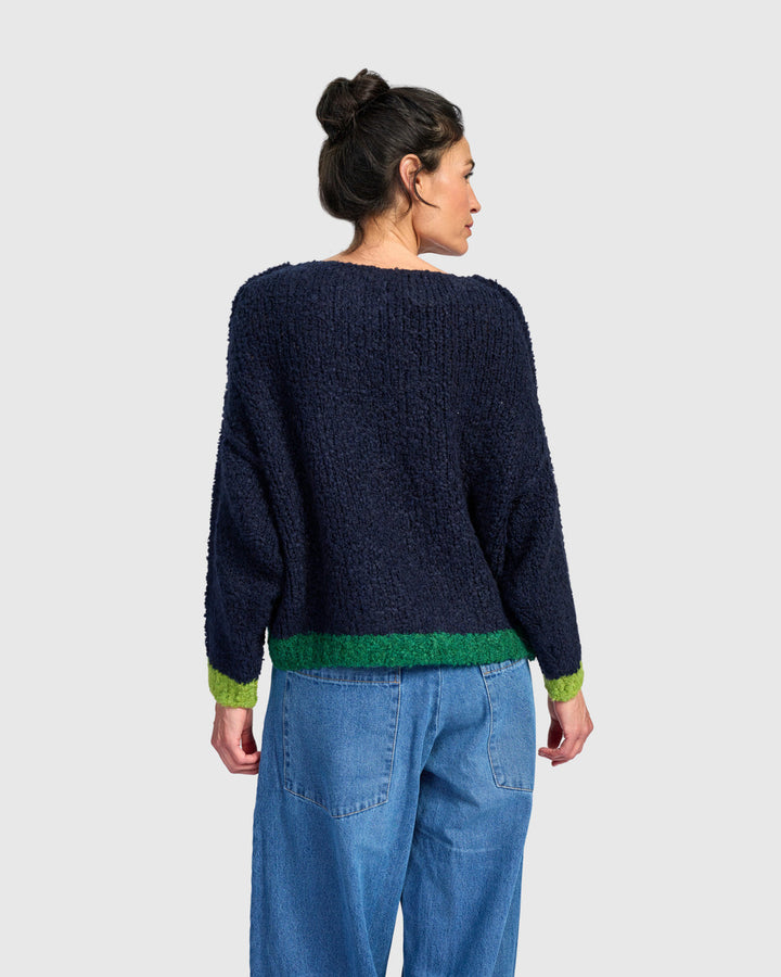 Riff Boucle Sweater, Navy
