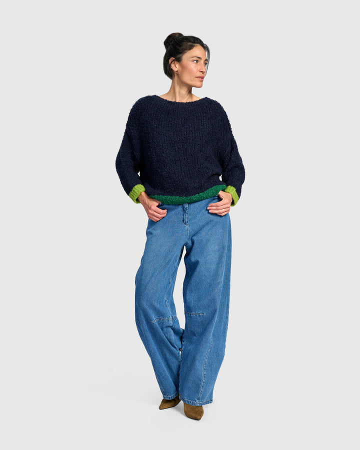 Riff Boucle Sweater, Navy