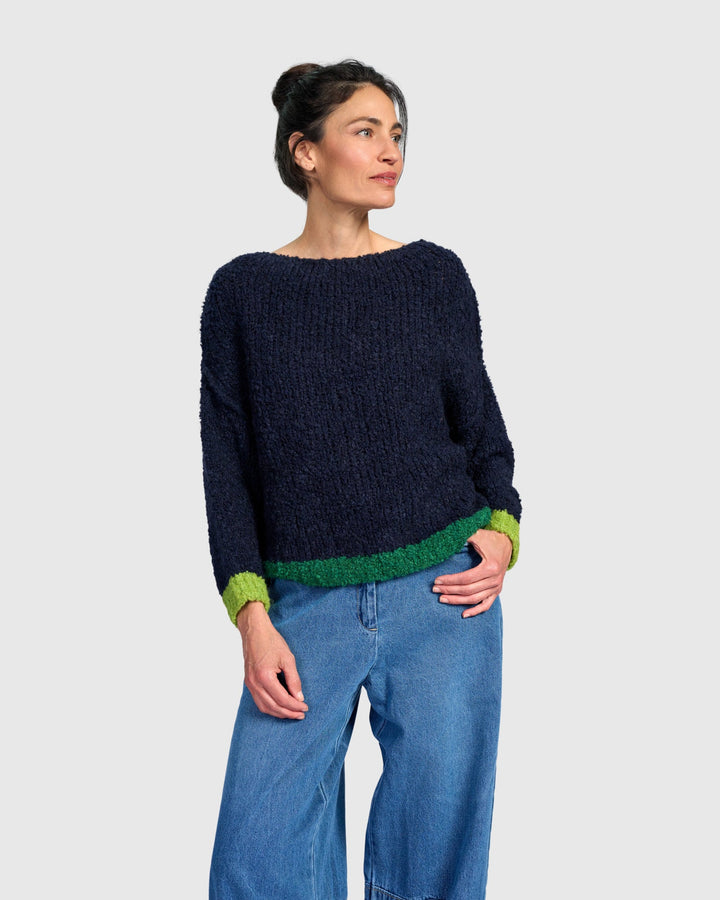 Riff Boucle Sweater, Navy