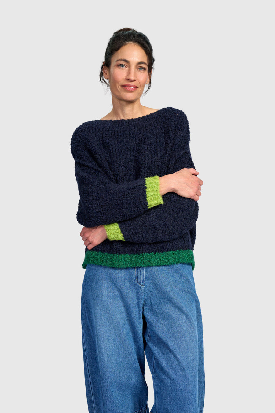 Riff Boucle Sweater, Navy