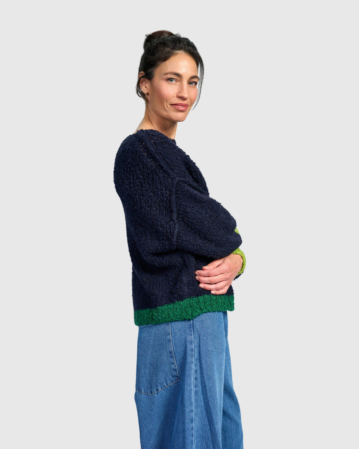 Riff Boucle Sweater, Navy