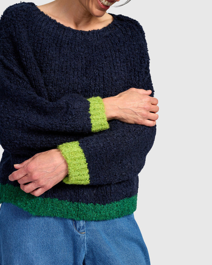 Riff Boucle Sweater, Navy
