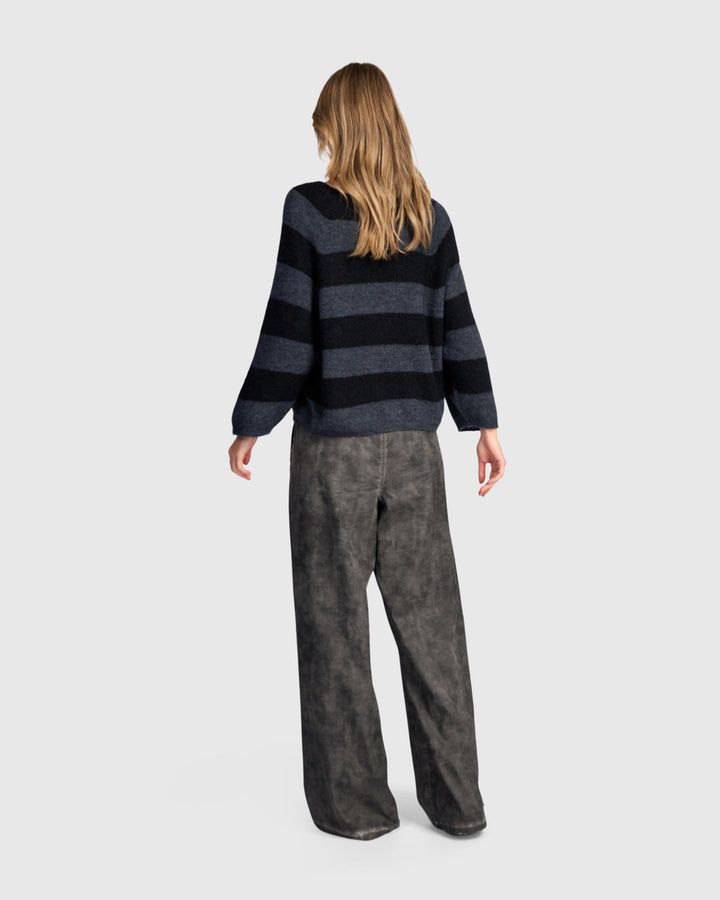 Spray Striped Sweater, Steel