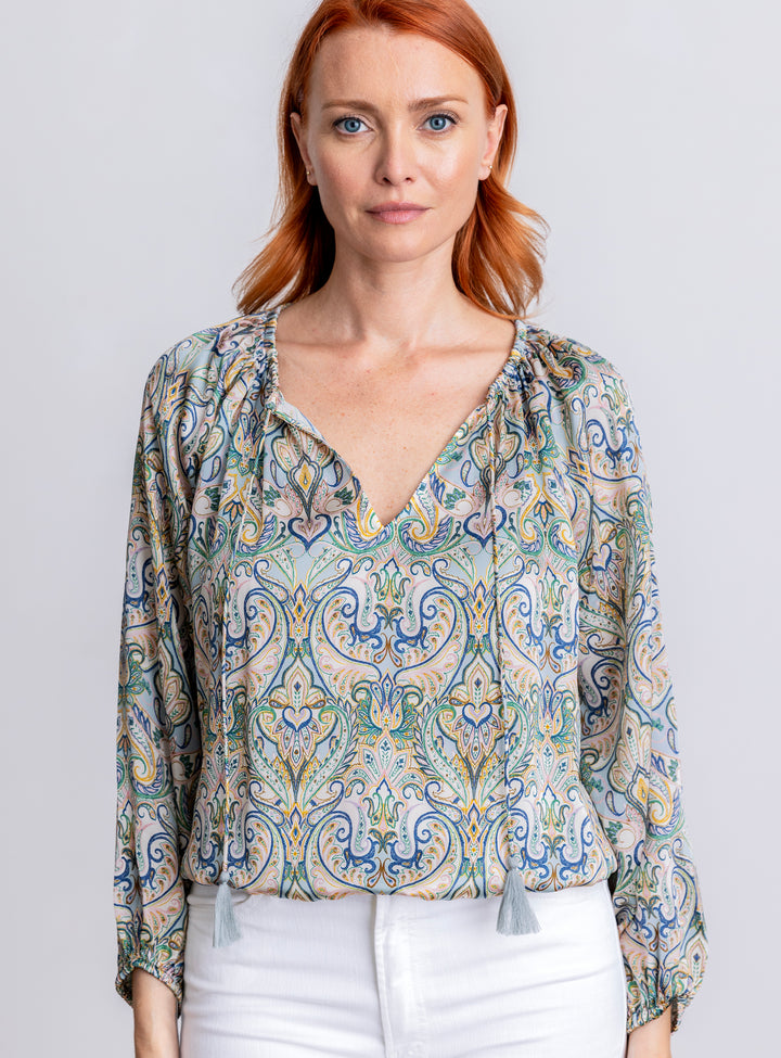 Silk Peasant Blouse Paisley