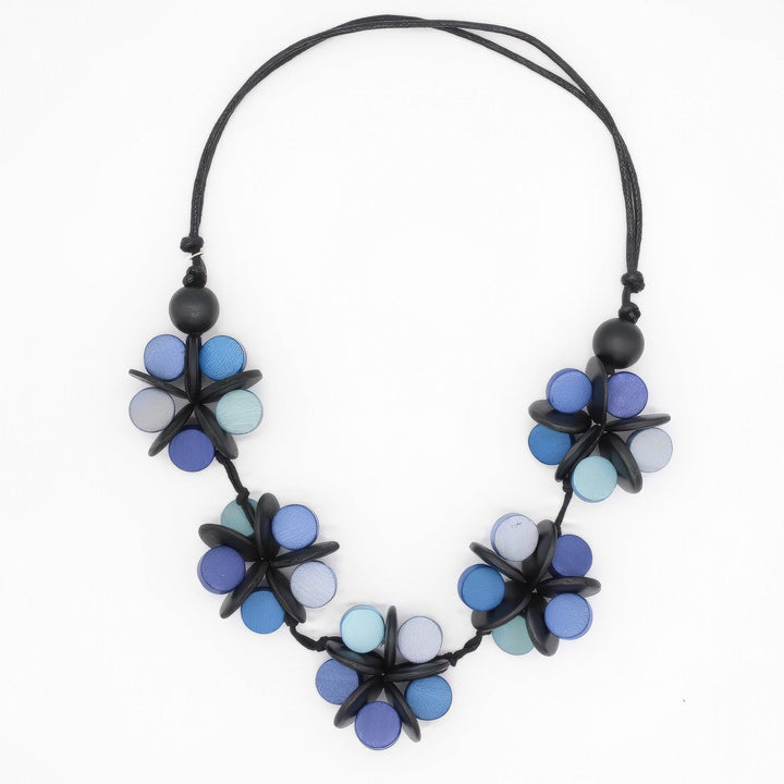 Blue Cascading Blooms Necklace