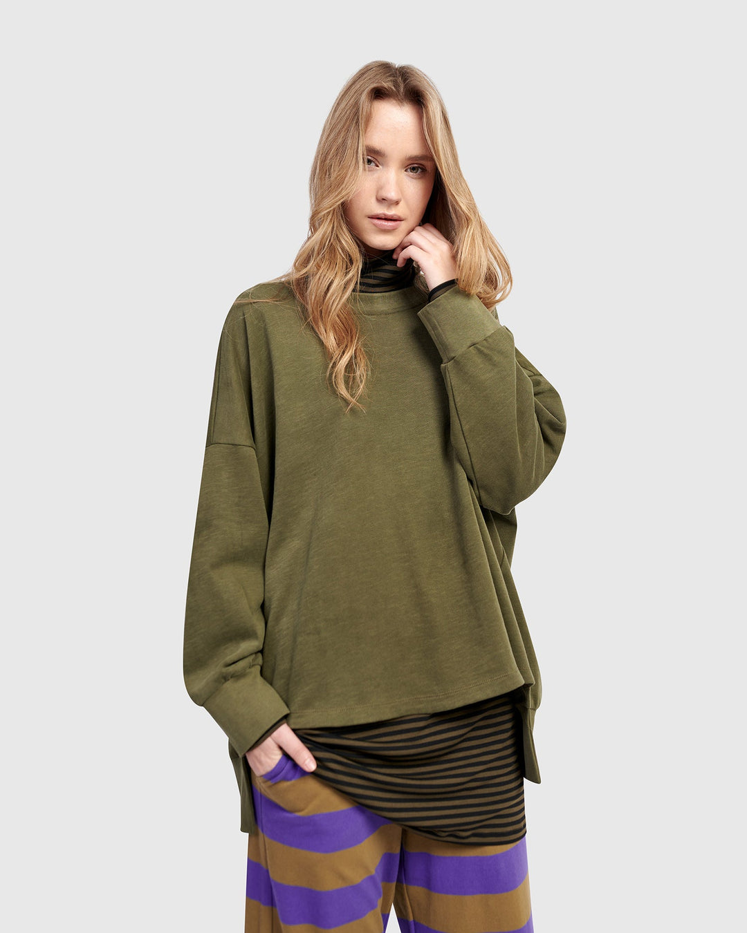 Urban Kasbah Crewneck Top, Olive
