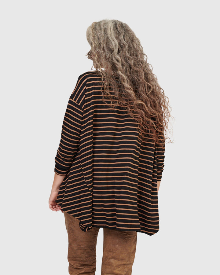 Kaya Oversized Trapeze Top, Stripes