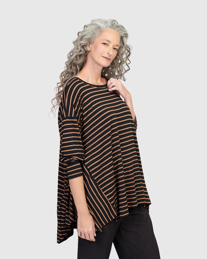 Kaya Oversized Trapeze Top, Stripes