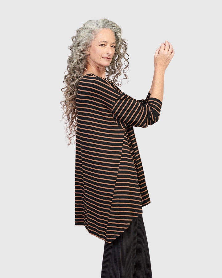 Kaya Oversized Trapeze Top, Stripes