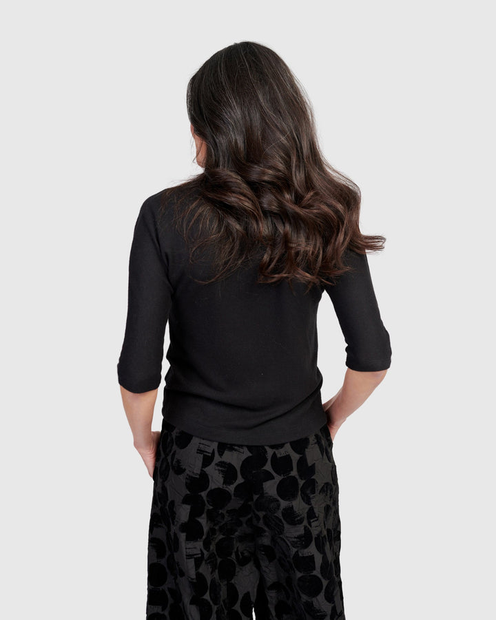 Soft Knit Mockneck Tee, Black