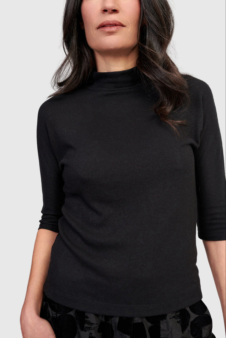 Soft Knit Mockneck Tee, Black