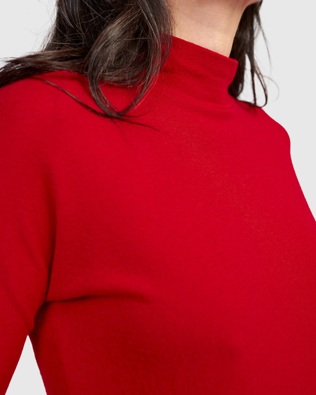 Soft Knit Mockneck Tee, Red