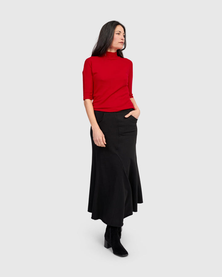 Soft Knit Mockneck Tee, Red