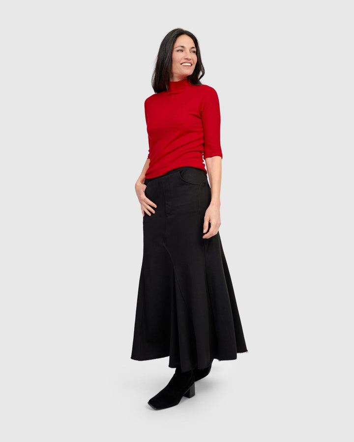 Soft Knit Mockneck Tee, Red